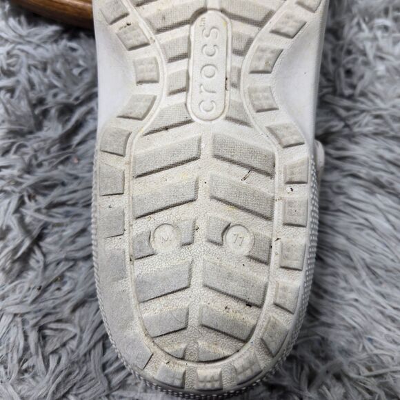 CROCS Unisex Classic Mens Size 11 W13 Faux Fur Fuzz Lined White Clogs 203591 - Picture 8 of 8